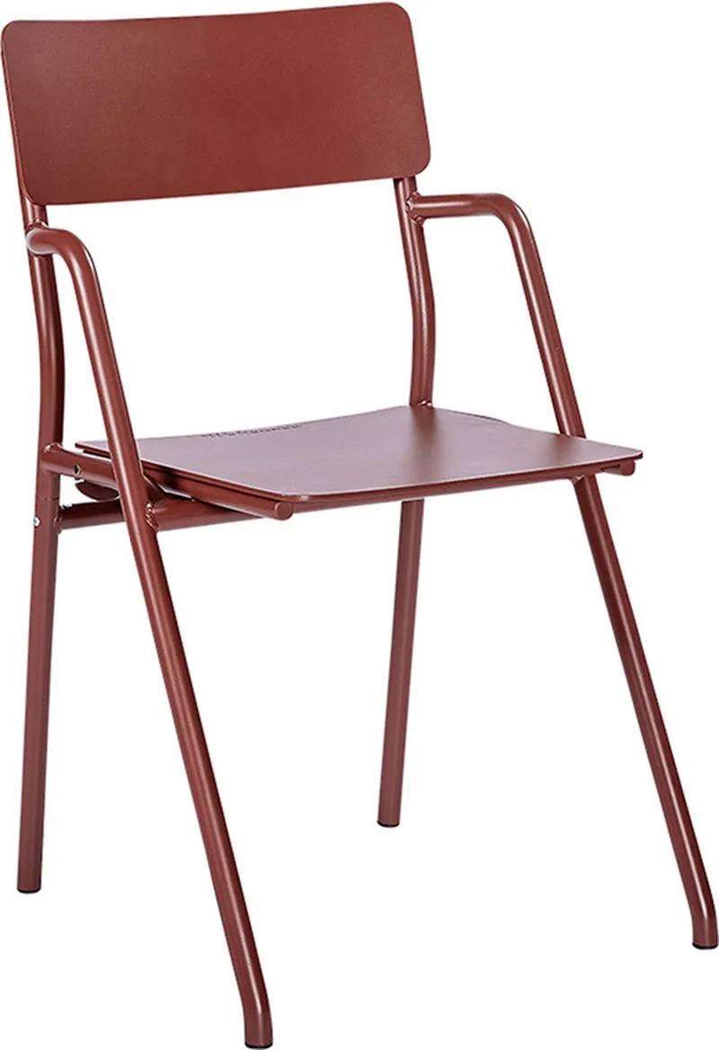 Flip Up Chair | Buitenstoel, Design Tuinstoel met Opklapbare Zitting | Aluminium | Gepoedercoat | Rood RAL 3009 von Weltevree in Rood RAL 3009 – Produktfoto