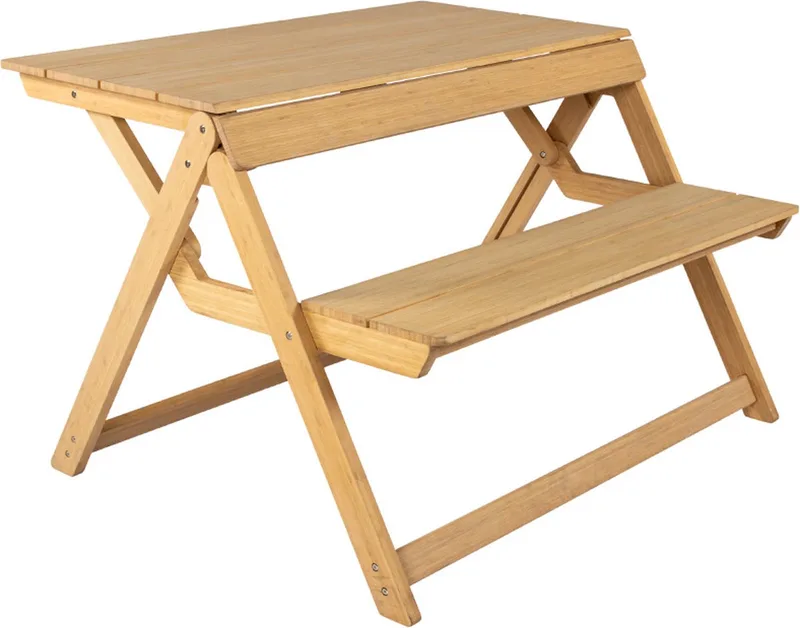 Folding Picnic Table | Opvouwbare Picknicktafel of Bank met Rugleuning | Bamboe von Weltevree in Braun – Produktfoto