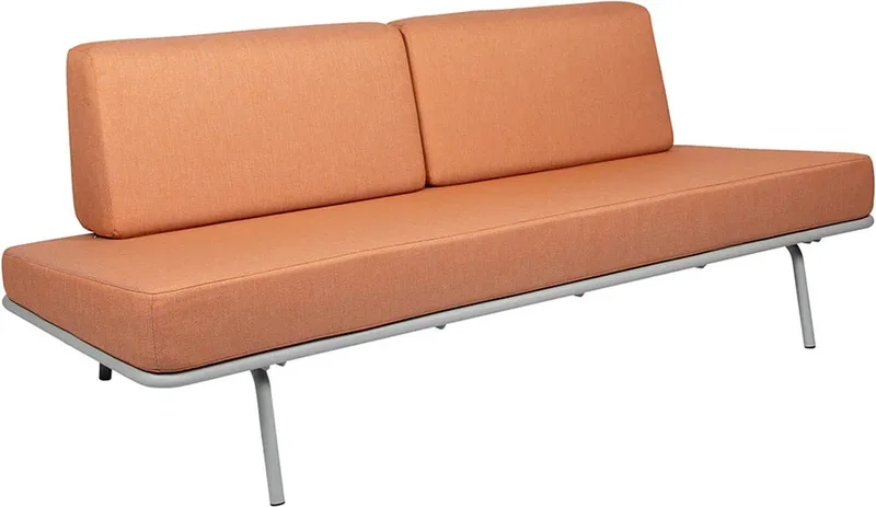 Sofabed | Ligbed Tuin, Zonnebed, Loungebed Buiten Loungebank | Tuinmeubel | Waterdicht | Max, 250 Kg | Oranje Kussens & Grijs Frame by Weltevree in Oranje-Grijs – product photo