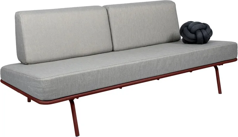 Sofabed | Ligbed Tuin, Zonnebed, Loungebed Buiten Loungebank | Tuinmeubel | Waterdicht | Max, 250 Kg | Lichtgrijze Kussens & Rood Frame von Weltevree in Lichtgrijs-Rood – Produktfoto