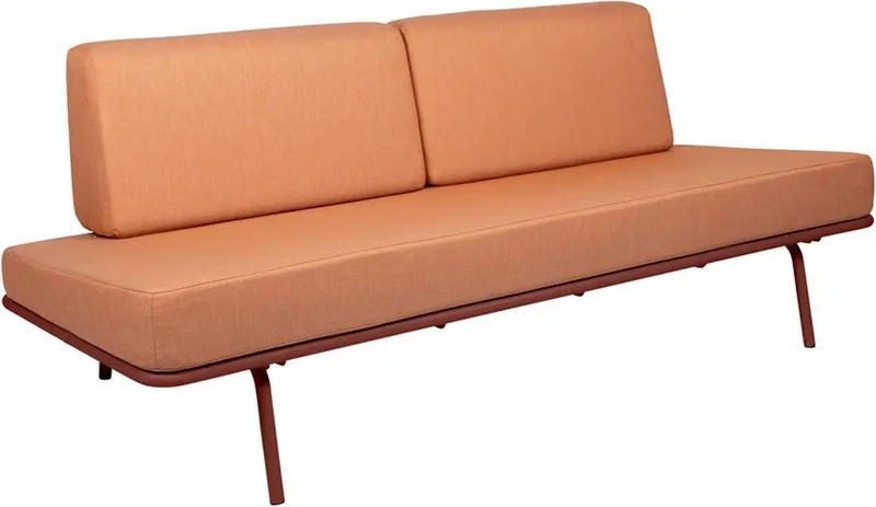 Sofabed | Ligbed Tuin, Zonnebed, Loungebed Buiten Loungebank | Tuinmeubel | Waterdicht | Max, 250 Kg | Oranje Kussens & Rood Frame by Weltevree in Oranje-Rood – product photo
