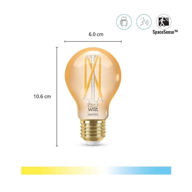 A60 LED lamp Wi-Fi E27 7W amber CCT von WiZ – Produktfoto 2 von 5