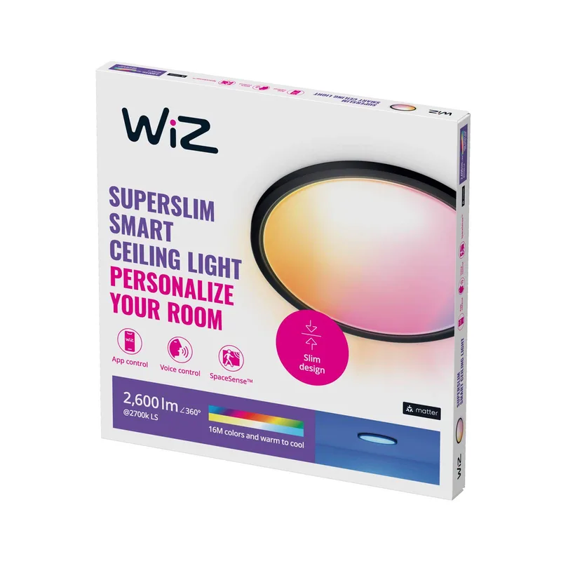 SuperSlim LED plafondlamp RGBW Ø42cm by WiZ in Black – product photo 1 of 5