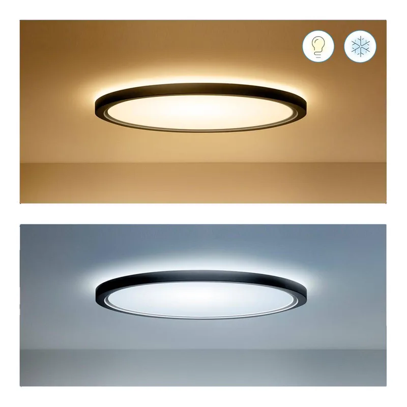 SuperSlim LED plafondlamp RGBW Ø54cm van WiZ in Zwart – productfoto 3 van 5