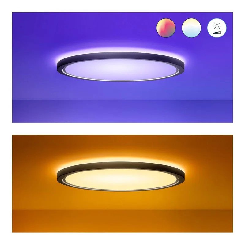 SuperSlim LED plafondlamp RGBW Ø54cm van WiZ in Zwart – productfoto 4 van 5