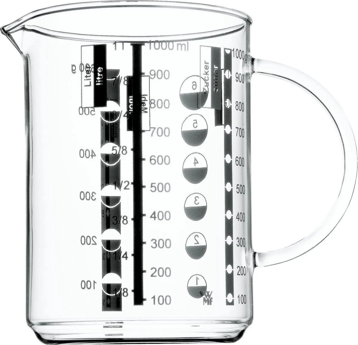 Gourmet Maatbeker - 1L - Hittebestendig - Met Schaalverdeling de WMF en Glas – photo du produit