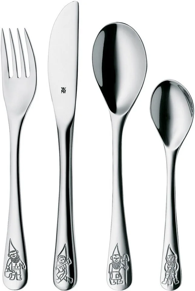 Kinderbesteck Zwerge (4-tlg), 1 Personen, Cromargan® Edelstahl Rostfrei 18/10, ab 3 Jahren, hygienisch, säurefest van WMF in Zilver – productfoto