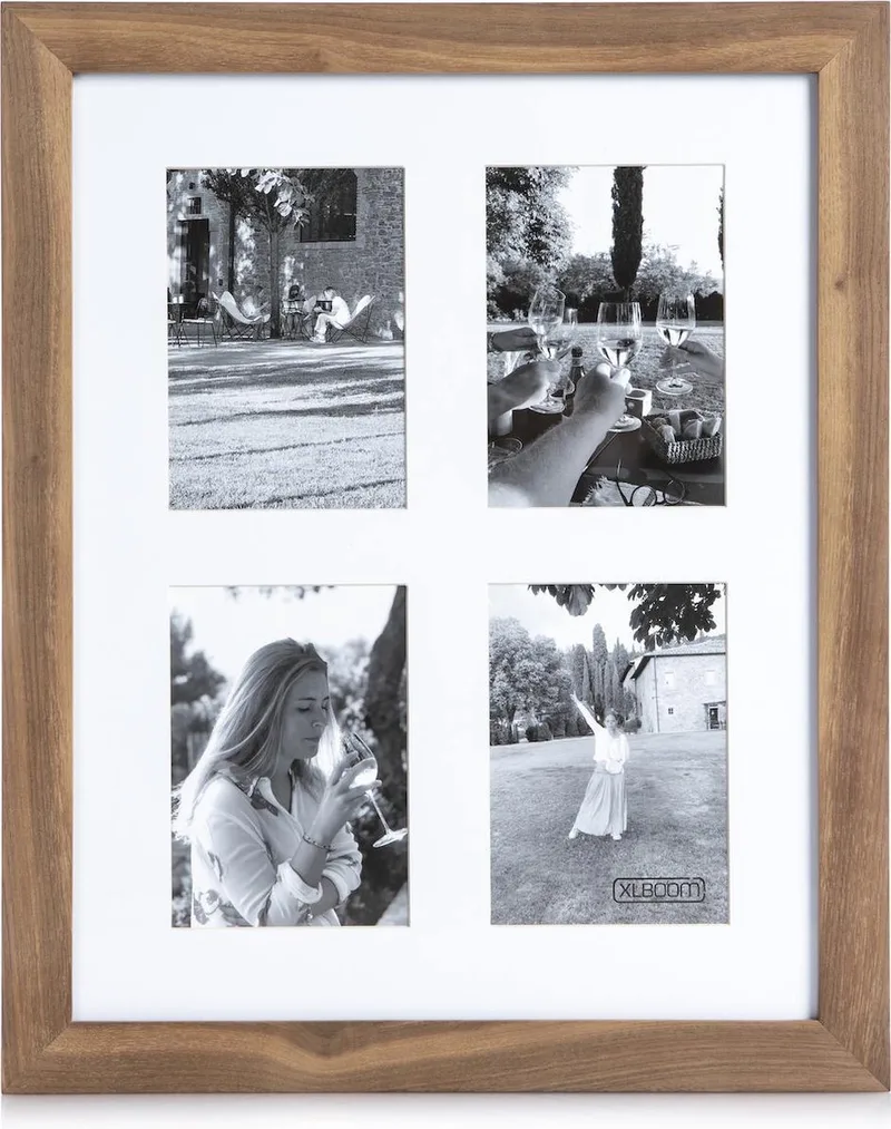 Badia Fotolijst - Collagelijst voor 4 foto's - In Hout - Walnoot - Fotoformaat 18x13cm de XLBoom en Marron – photo du produit