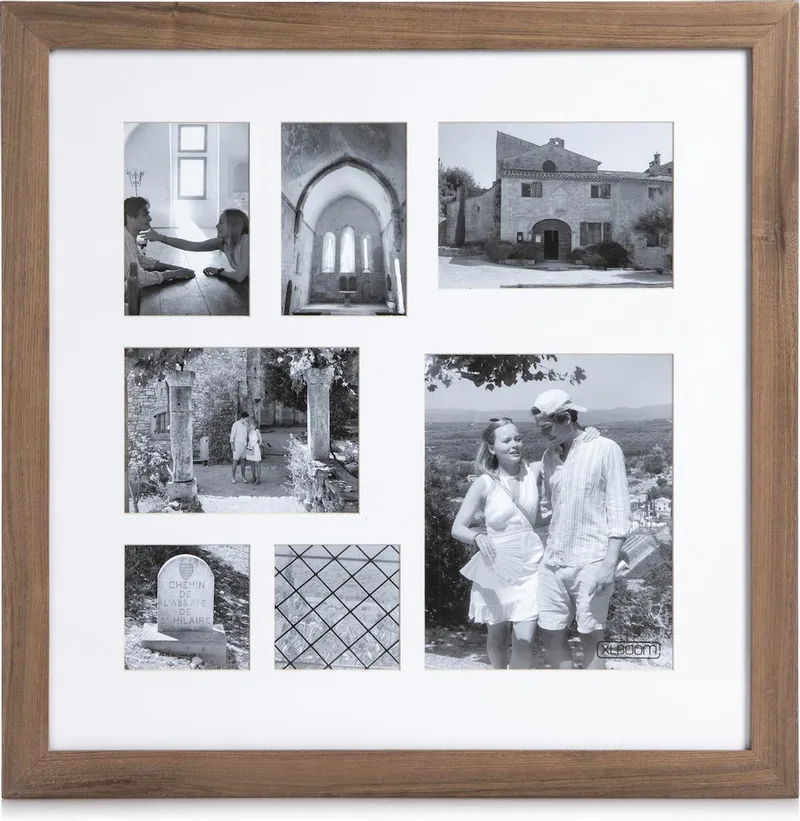 Badia Fotolijst - Collagelijst voor 7 foto's - In Hout - Walnoot - 58×4,5×58cm fra XLBoom i Brun – produktbillede