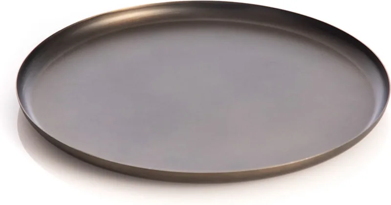 Bao Tray Medium Ø 30cm Soft Black - Design serveerschaal van roestvrij staal - Verkrijgbaar in Soft Black | Matt Black | Soft Copper | Red | Green - Luxe dienblad voor tafel & interieur van XLBoom in Zwart – productfoto