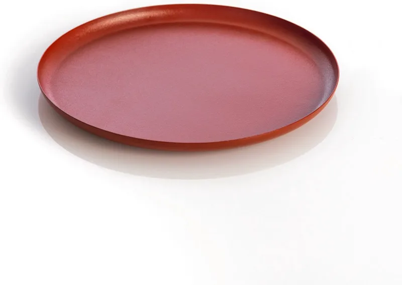 Bao Tray Small Ø 25 cm - Design serveerschaal van roestvrij staal - Verkrijgbaar in Black | Matt Black | Soft Copper | Red | Green - Luxe dienblad voor tafel & interieur van XLBoom in Rood – productfoto