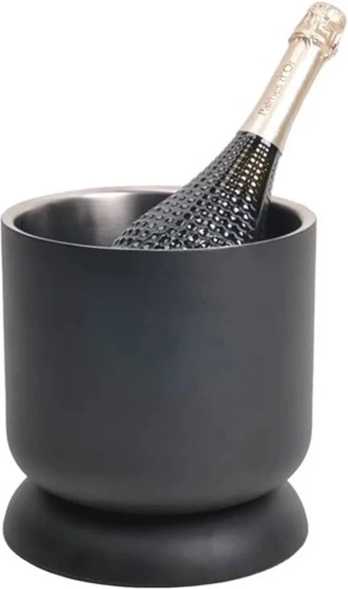 Diablo Wijnemmer - Luxe wijn- & ijsemmer collectie in stainless steel – Verkrijgbaar in Black | Pure Stainless – Tijdloze design koelaccessoires door Frederik Delbart by XLBoom in Black – product photo