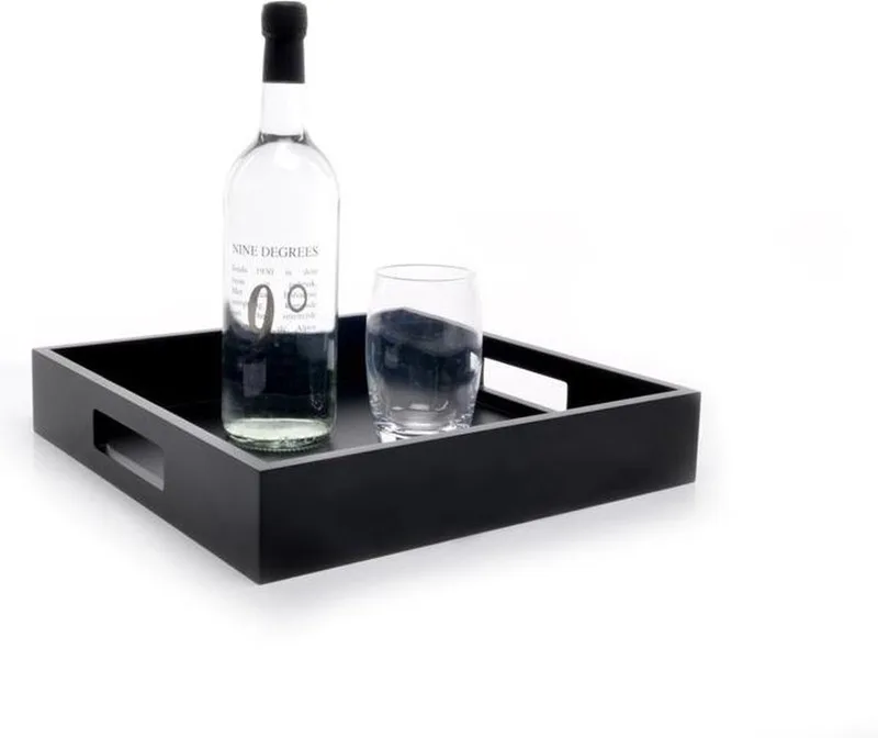 Dienblad Zen Small - In Hout - Zwart - 32 × 32 × 6 cm de XLBoom en Noir, Coffee bean – photo du produit