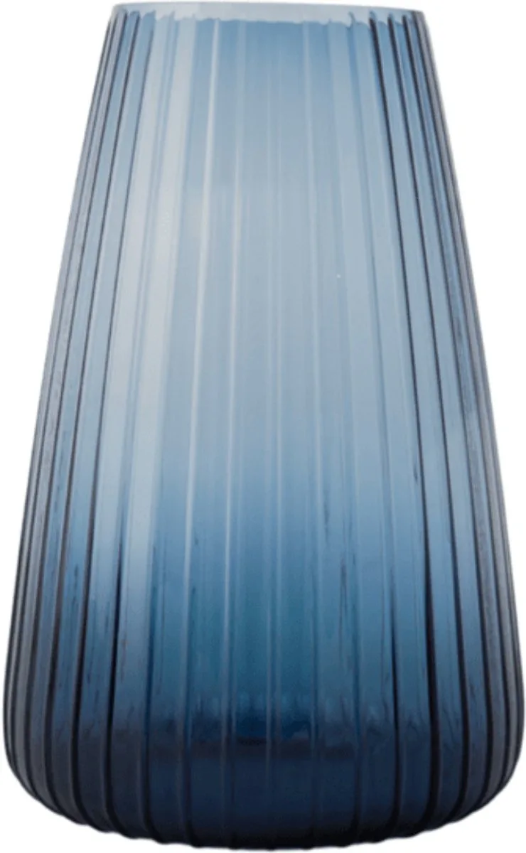 DIM 2.0 Large – Mondgeblazen glazen vaas met streeppatroon – Verkrijgbaar in Green | Blue | Grey – Tijdloze design vaas door Ann & GJ de XLBoom en Bleu – photo du produit