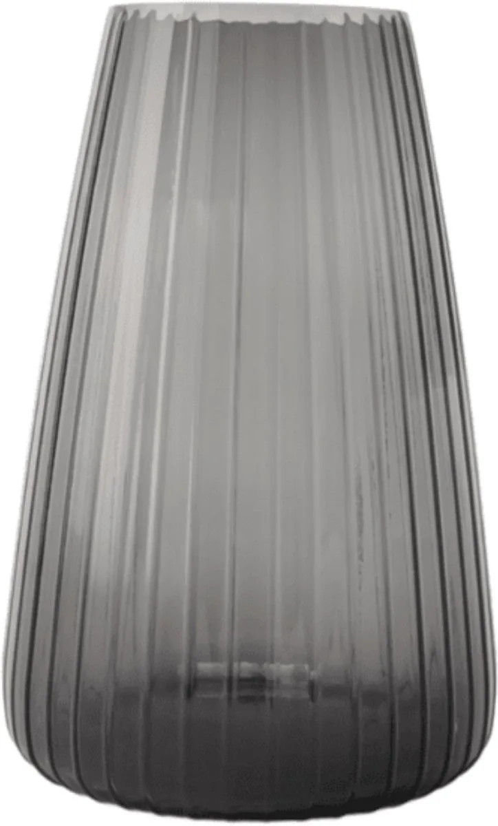 DIM 2.0 Large – Mondgeblazen glazen vaas met streeppatroon – Verkrijgbaar in Green | Blue | Grey – Tijdloze design vaas door Ann & GJ de XLBoom en Gris – photo du produit