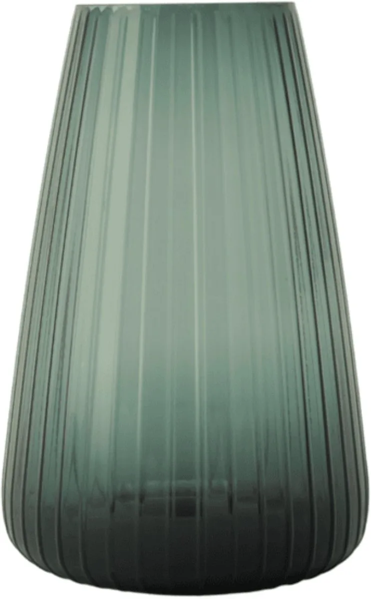 DIM 2.0 Large – Mondgeblazen glazen vaas met streeppatroon – Verkrijgbaar in Green | Blue | Grey – Tijdloze design vaas door Ann & GJ by XLBoom in Green – product photo