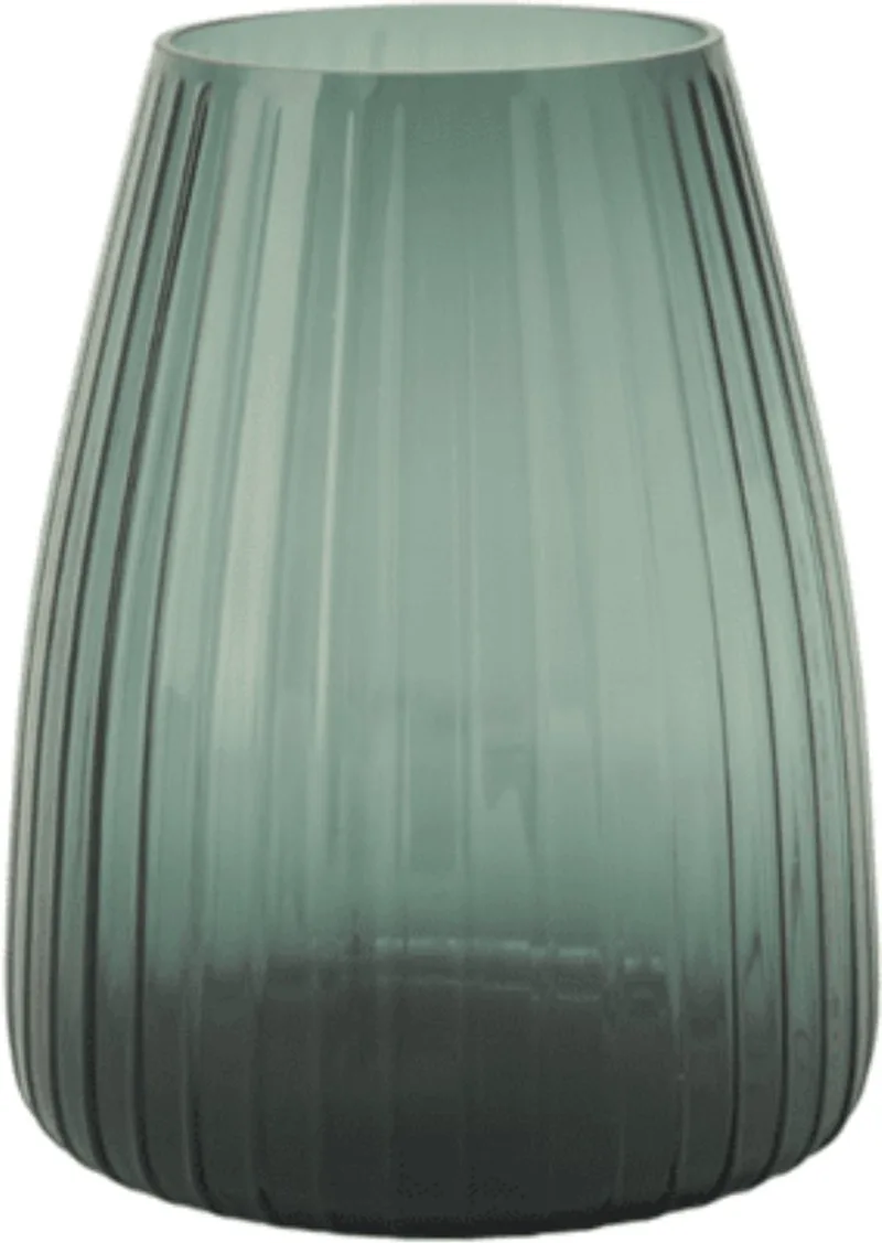 DIM 2.0 Medium – Mondgeblazen glazen vaas met streeppatroon – Verkrijgbaar in Green | Blue | Grey – Tijdloze design vaas door Ann & GJ de XLBoom en Vert – photo du produit