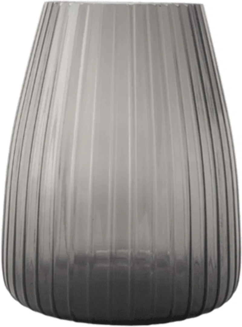 DIM 2.0 Medium – Mondgeblazen glazen vaas met streeppatroon – Verkrijgbaar in Green | Blue | Grey – Tijdloze design vaas door Ann & GJ de XLBoom en Gris – photo du produit