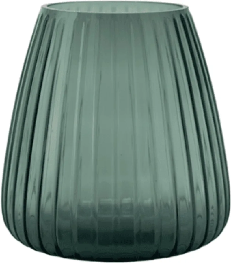 DIM 2.0 Small – Mondgeblazen glazen vaas met streeppatroon – Verkrijgbaar in Green | Blue | Grey – Tijdloze design vaas door Ann & GJ de XLBoom en Vert – photo du produit