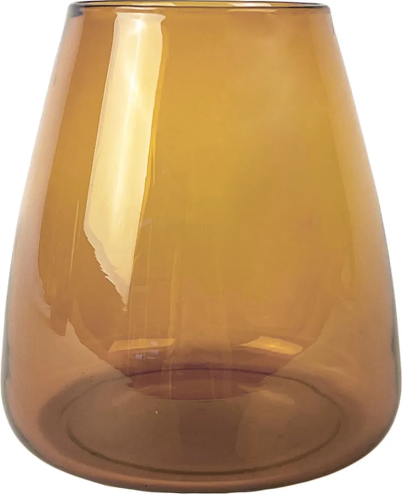 Dim Smooth Small Vaas - Glas - Voor Binnen - 15×15×16,5cm by XLBoom in Amber – product photo