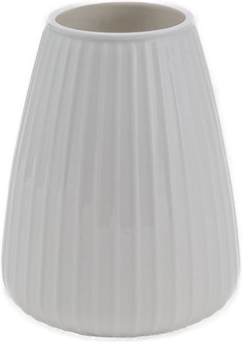 DIM vaas Stripe Medium Cream - 19 × 19 × 23 cm - Mondgeblazen keramieken vaas in een zachte crème kleur – Vaatwasbestendige vaas, design voor in huis – Artistieke woondecoratie van keramiek de XLBoom en Blanc – photo du produit