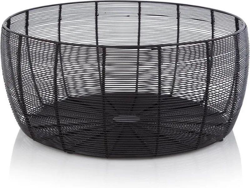 Dora Low Mand - in Staal - Ronde Opbergmand - 43,5 x 43,5 x 20 cm fra XLBoom i Sort – produktbillede