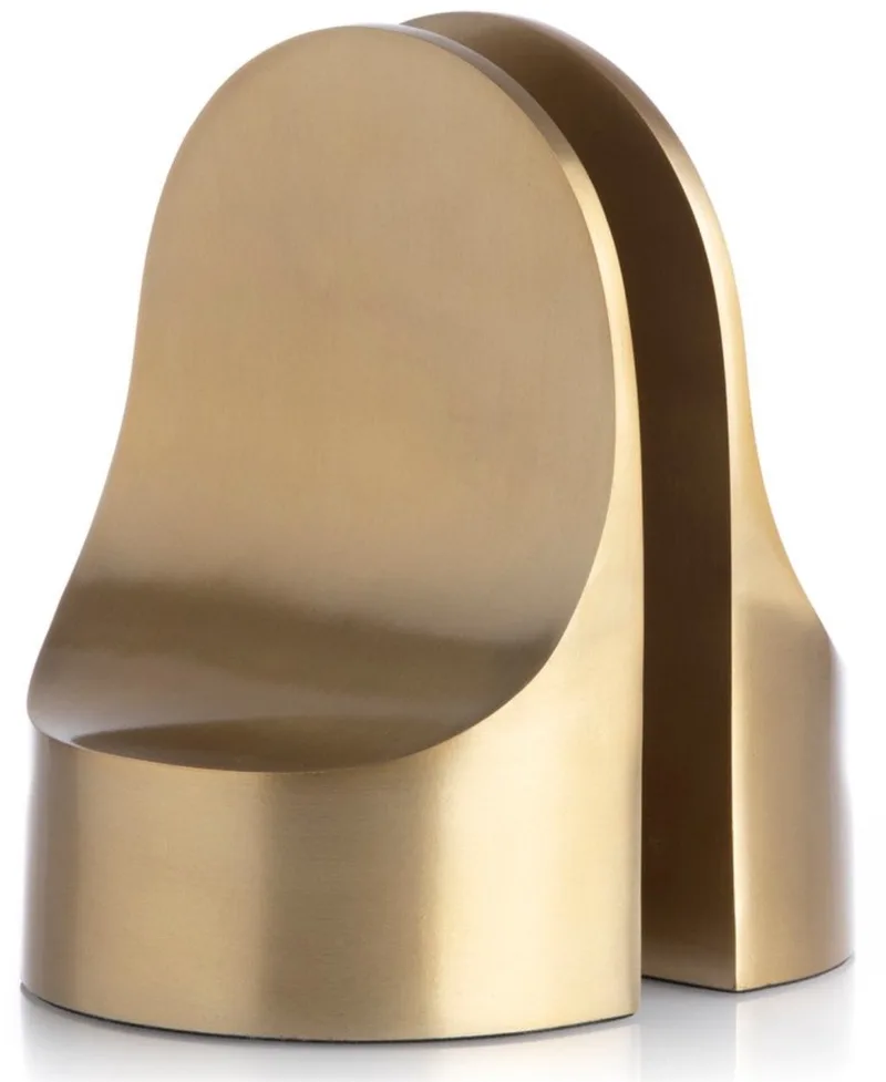 Emoji Boekensteun Goud - Design boekenstandaard - Boekenhouder - Set van 2 - 13x 18,5cm - Belgisch design ontworpen door Alain Gilles fra XLBoom i Messing – produktbillede