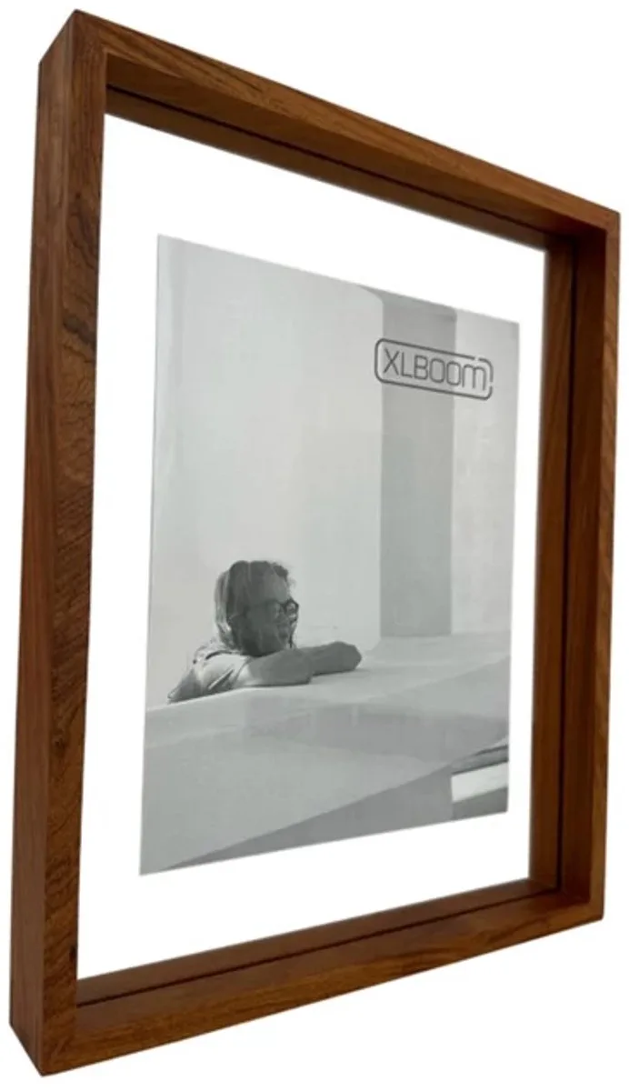 Floating Box Fotolijst Cheukwood 26x35,5cm - Zwevend houten frame met glas - Verkrijgbaar in wit, donkerbruin en zwart - Tijdloze design fotolijst voor modern wonen de XLBoom en Marron – photo du produit