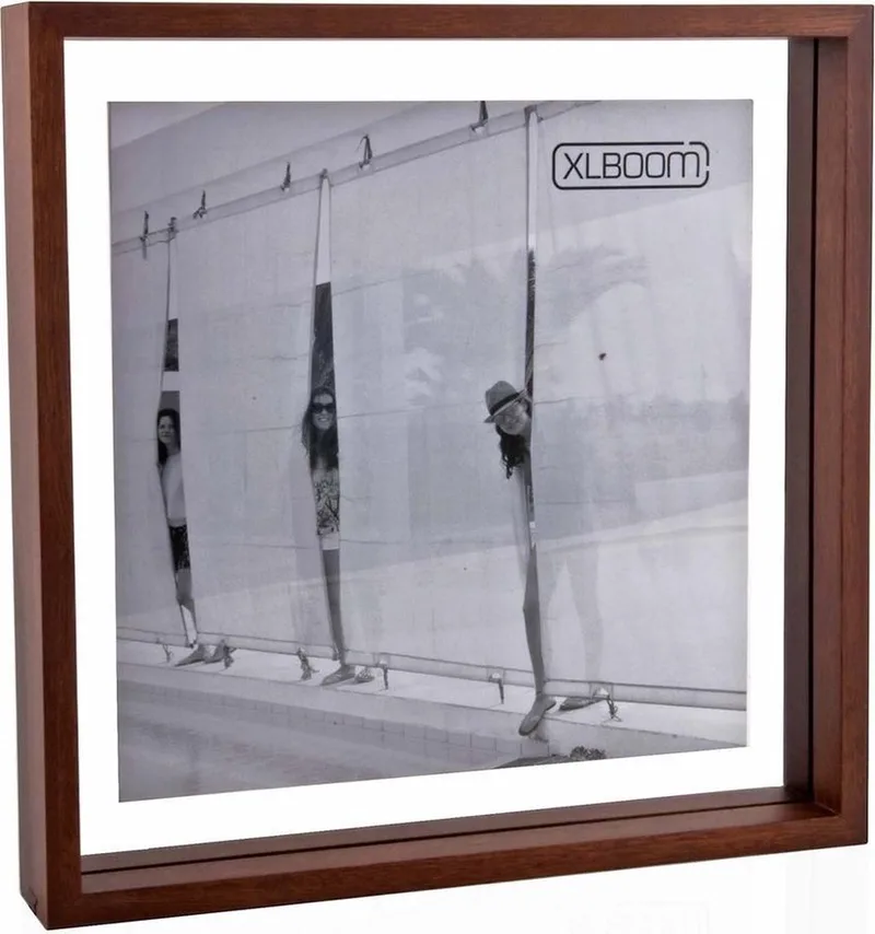 Floating Box Fotolijst Cheukwood 32x32cm - Zwevend houten frame met glas - Verkrijgbaar in wit, lichtbruin, donkerbruin en zwart – Tijdloze design fotolijst voor modern wonen de XLBoom en Marron – photo du produit