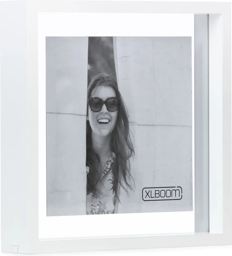 Floating Box Fotolijst Wit 25x25cm - Zwevend houten frame met glas - Verkrijgbaar in wit, lichtbruin en zwart – Tijdloze design fotolijst voor modern wonen de XLBoom en Blanc – photo du produit
