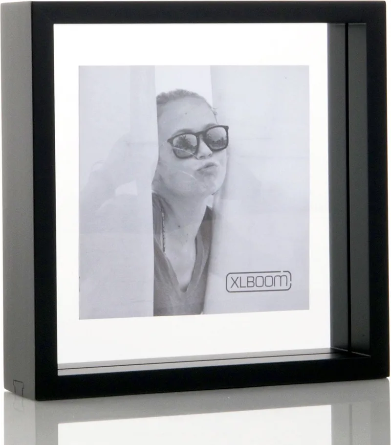 Floating Box Fotolijst Zwart 20x20cm - Zwevend houten frame met glas - Verkrijgbaar in wit en zwart – Tijdloze design fotolijst voor modern wonen de XLBoom en Noir – photo du produit