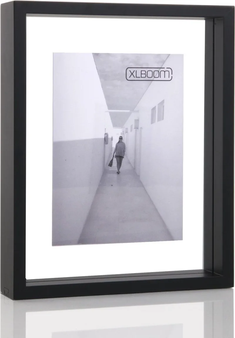 Floating Box Fotolijst Zwart 20x25cm - Zwevend houten frame met glas - Verkrijgbaar in wit en zwart - Tijdloze design fotolijst voor modern wonen de XLBoom en Noir – photo du produit