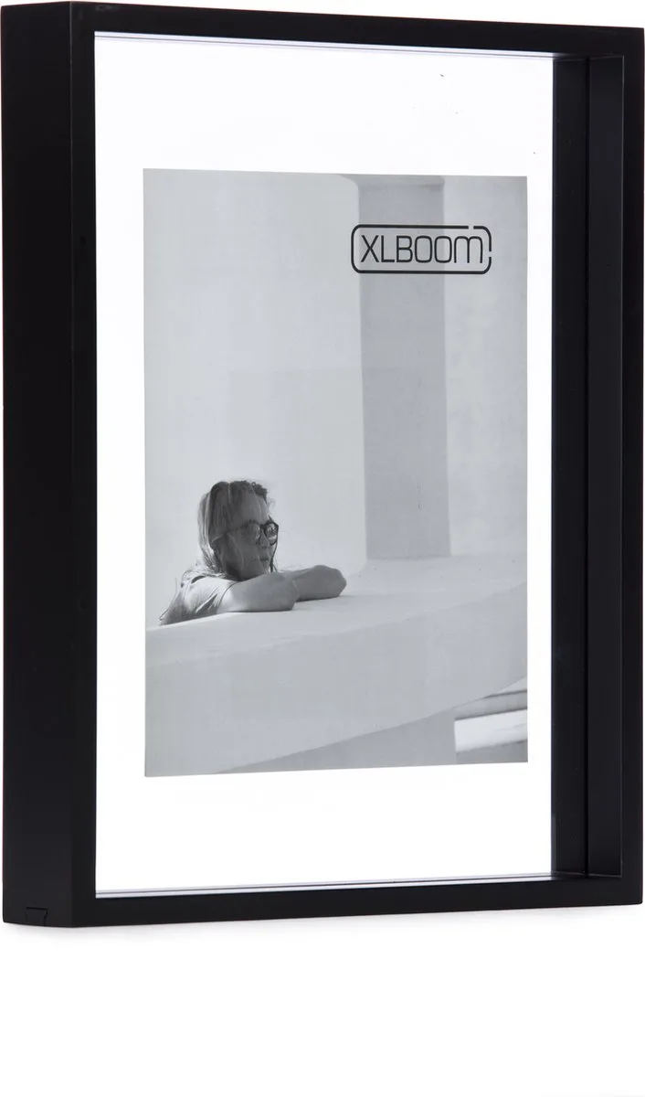 Floating Box Fotolijst Zwart 26x35,5cm - Zwevend houten frame met glas - Verkrijgbaar in wit, donkerbruin en zwart - Tijdloze design fotolijst voor modern wonen de XLBoom en Noir – photo du produit