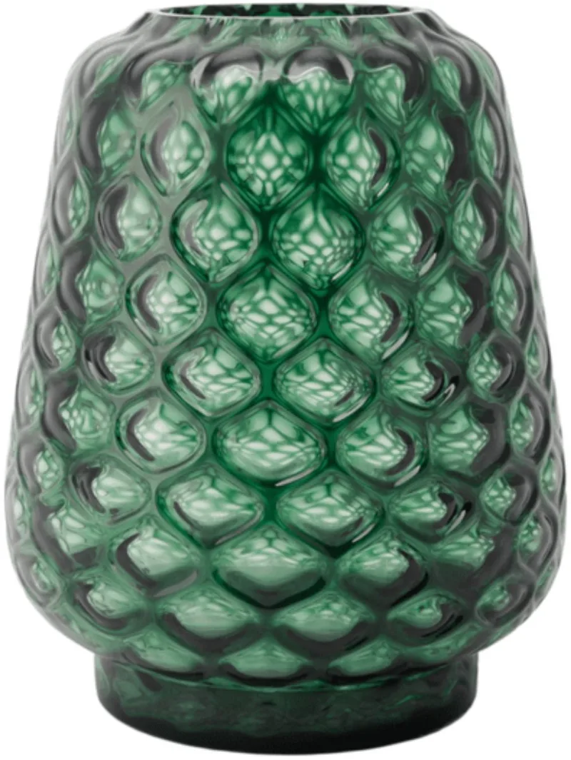 Kuro Prism Large Moss – Mondgeblazen glazen vaas met geometrisch patroon – Kleur Moss – Design woonaccessoire de XLBoom en Vert – photo du produit