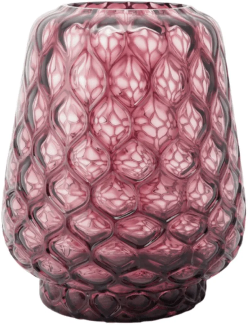 Kuro Prism Large Plum – Mondgeblazen glazen vaas met geometrisch patroon – Kleur Plum – Design woonaccessoire de XLBoom en Rose – photo du produit