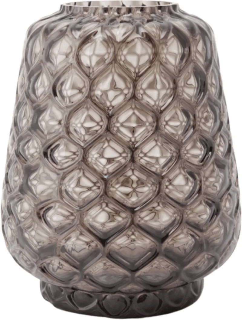 Kuro Prism Large Smokey – Mondgeblazen glazen vaas met geometrisch patroon – Kleur Smokey – Design woonaccessoire by XLBoom in Grey – product photo