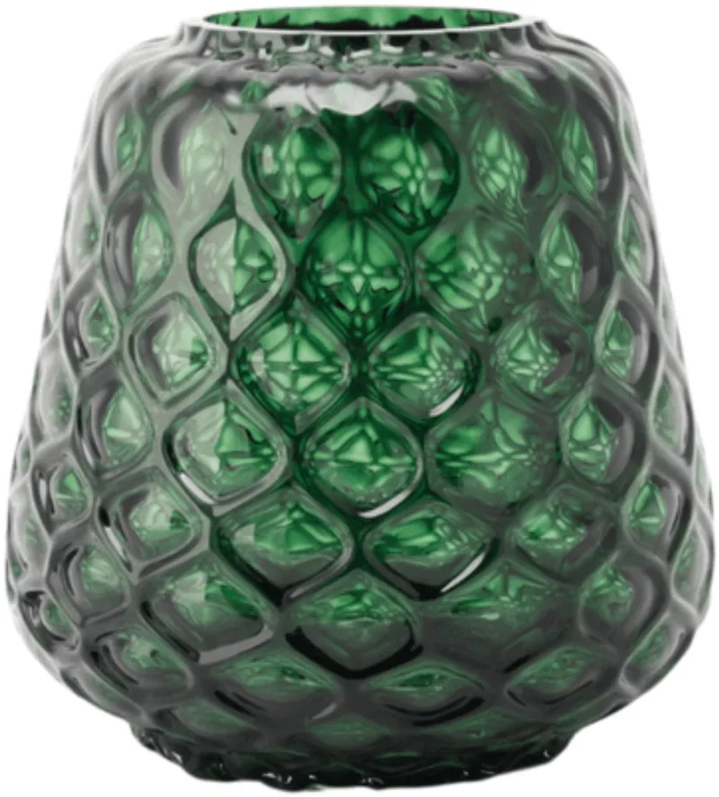 Kuro Prism Small Moss – Mondgeblazen glazen vaas met geometrisch patroon – Kleur Moss – Design woonaccessoire by XLBoom in Green – product photo