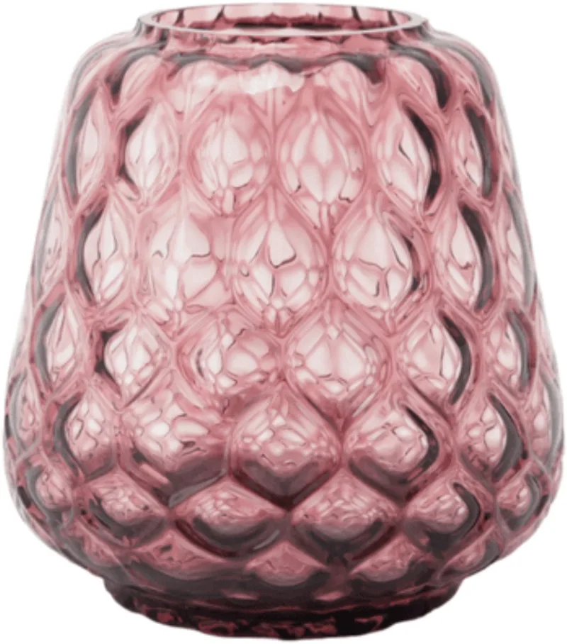 Kuro Prism Small Plum – Mondgeblazen glazen vaas met geometrisch patroon – Kleur Plum – Design woonaccessoire by XLBoom in Pink – product photo