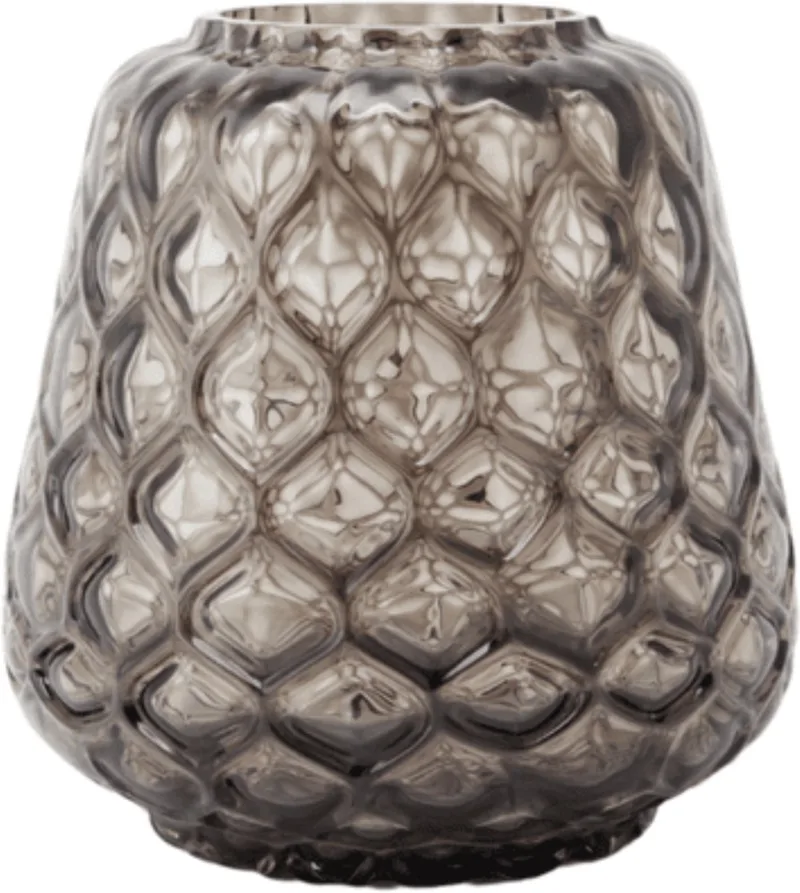Kuro Prism Small Smokey – Mondgeblazen glazen vaas met geometrisch patroon – Kleur Smokey – Design woonaccessoire by XLBoom in Grey – product photo
