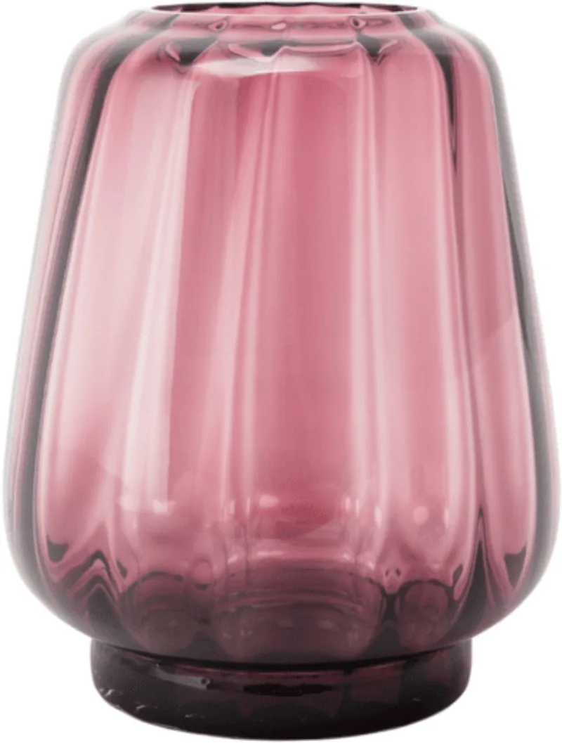 Kuro Wave Large Plum - Mondgeblazen glazen vaas – Kleur Plum – Design woondecoratie de XLBoom en Rose – photo du produit