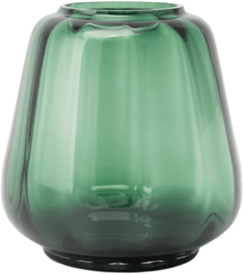 Kuro Wave Small Moss – Mondgeblazen glazen vaas Ø 22,5 cm × H 19,5 cm – Kleur Moss – Design woonaccessoire van XLBoom in Groen – productfoto