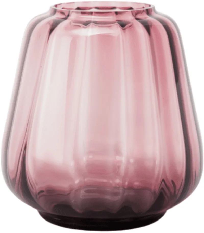 Kuro Wave Small Plum– Mondgeblazen glazen vaas Ø 22,5 cm × H 19,5 cm – Kleur Plum – Design woonaccessoire by XLBoom in Pink – product photo