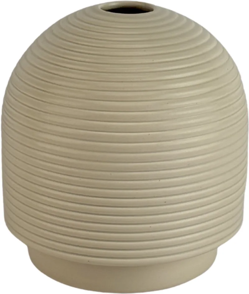 Nova Small Cream - Keramische design vaas (Ø 20 cm) - Verkrijgbaar in Cream & Mocha - Ribbelstructuur geïnspireerd op traditionele coil pottery fra XLBoom i Creme – produktbillede