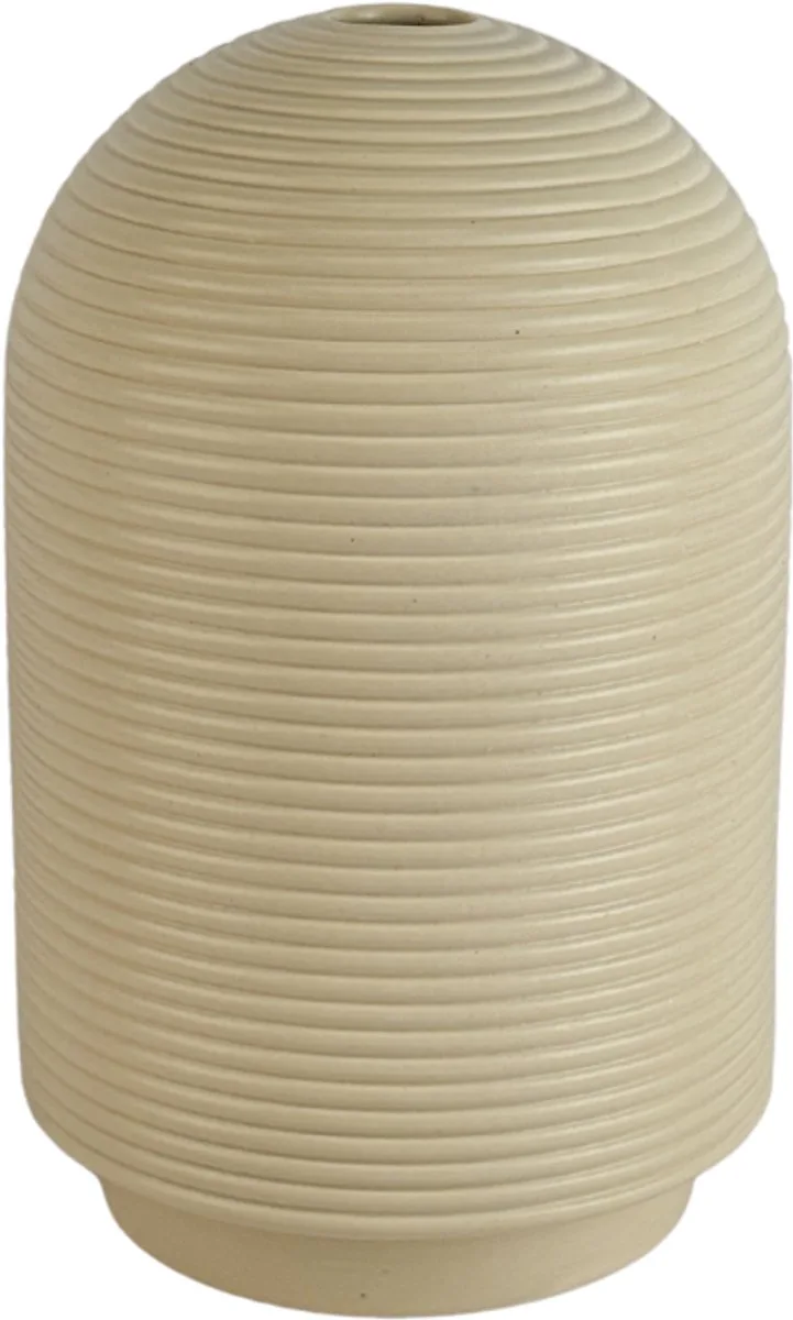 Nova Tall Cream - Hoge keramische ribbelvaas (Ø 26 cm) - Verkrijgbaar in Cream & Mocha - Moderne sculpturale vaas geïnspireerd op coil pottery fra XLBoom i Creme – produktbillede