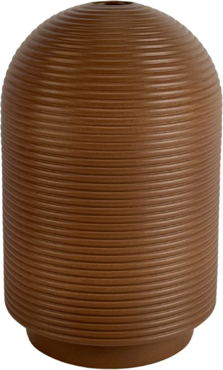 Nova Tall Mocha - Hoge keramische ribbelvaas (Ø 26 cm) - Verkrijgbaar in Cream & Mocha - Moderne sculpturale vaas geïnspireerd op coil pottery fra XLBoom i Mocha – produktbillede