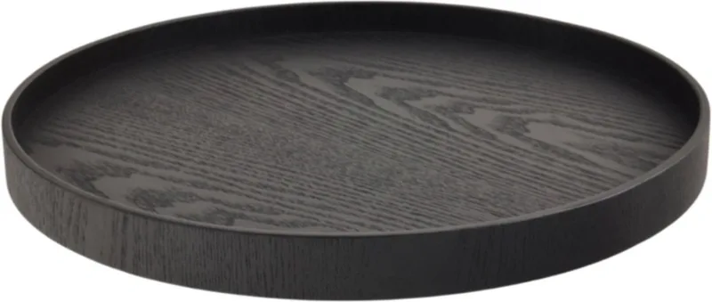 Serve Tray Ø 40cm Black - Design dienblad van multiplex met anti-slip - Verkrijgbaar in Black | Walnut | Willow - Tijdloos serveerblad voor tafel, keuken en interieur by XLBoom in Black – product photo
