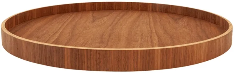 Serve Tray Ø 40cm Walnut - Design dienblad van multiplex met anti-slip - Verkrijgbaar in Black | Walnut | Willow - Tijdloos serveerblad voor tafel, keuken en interieur by XLBoom in Brown – product photo