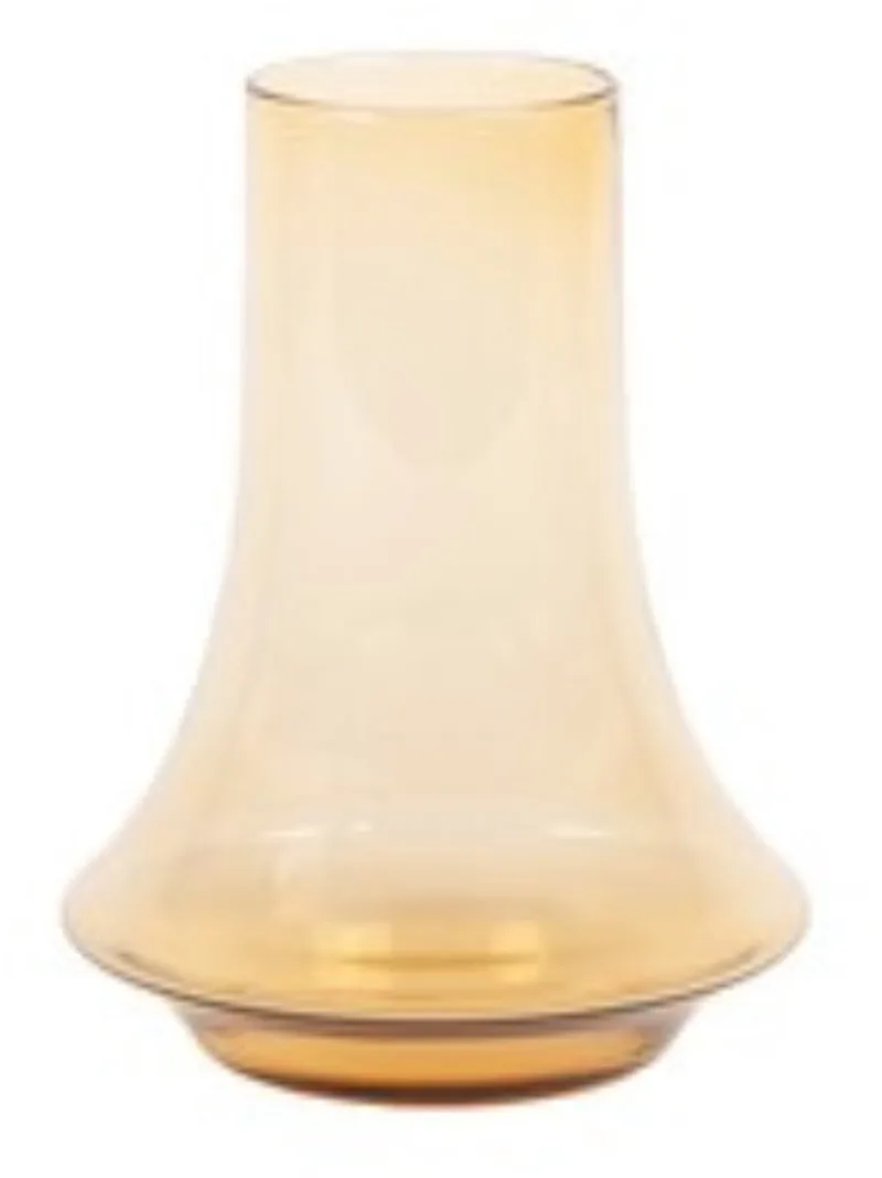 Spinn Vaas Small - 15 × 15 × 18,75 cm - Mondgeblazen glazen design vaas - Verkrijgbaar in verschillende kleuren - Speelse woondecoratie door Frederik Delbart de XLBoom en Licht amber – photo du produit