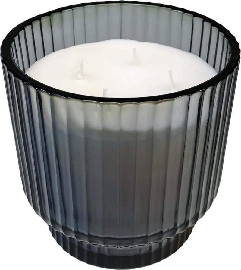 Volta Large "Morning Glow" Geurkaars - in Glas - 140 branduren - Grijs - Ø15 cm de XLBoom en Smoke – photo du produit