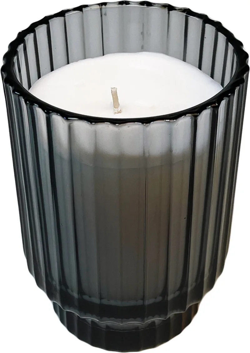Volta Medium "Morning Glow" Geurkaars - in Glas - 60 branduren - Ø9 cm by XLBoom in Grey – product photo